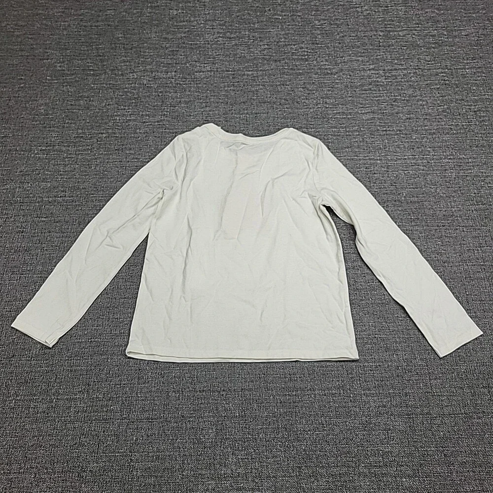 Girls Long Sleeves Plaid Star Graphic Tee Shirt Top Small Size 6/7 Cream